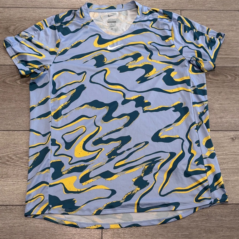 Nike Court Dri-Fit Advantage Tennis Top Shirt Abstract Printed Slim DR6601-479